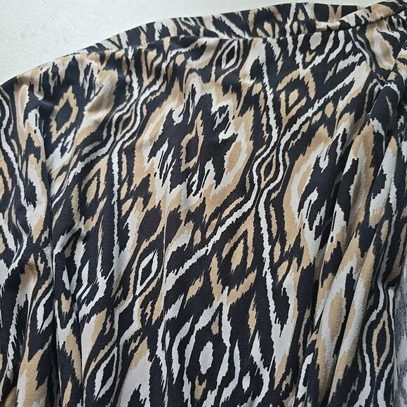 French‎ Laundry Large L Cardigan Aztec Black Geometric 3/4 Sleeve Open Stretch - Picture 3 of 8